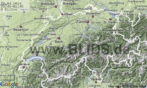 Lightning Switzerland 23:45 UTC Fri 18 Apr