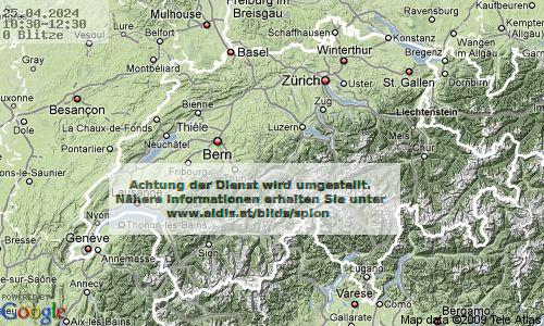 Lightning Switzerland 10:30 UTC Thu 25 Apr