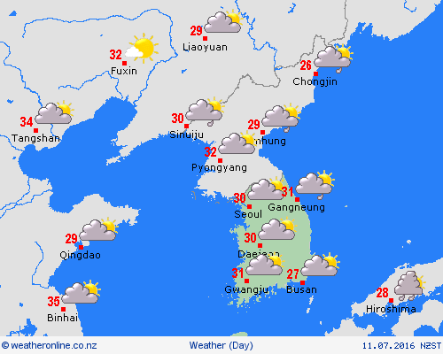 overview South Korea Asia Forecast maps