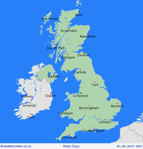 road conditions UK Europe Forecast maps