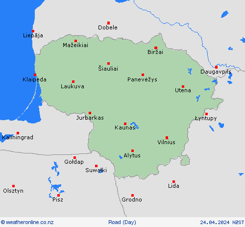 road conditions Lithuania Europe Forecast maps