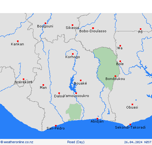 road conditions Côte d'Ivoire Africa Forecast maps