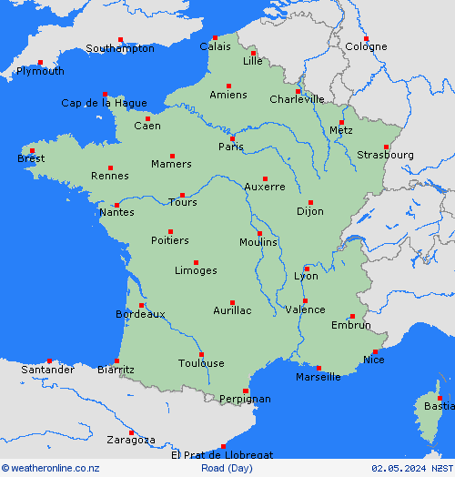 road conditions France Europe Forecast maps
