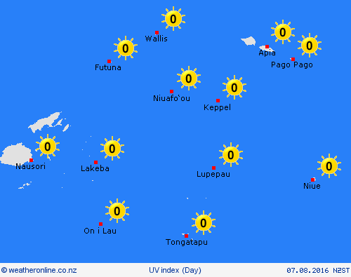 uv index American Samoa Pacific Forecast maps