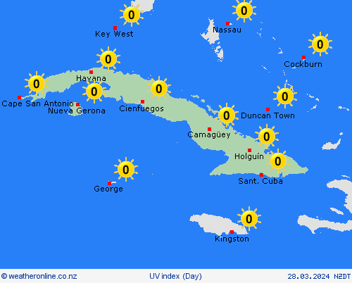 uv index Cuba Central America Forecast maps