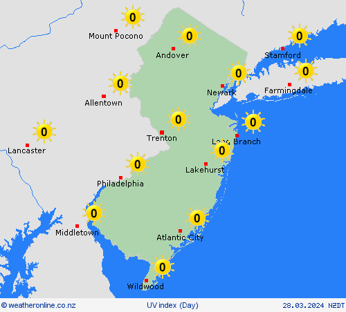 uv index New Jersey North America Forecast maps