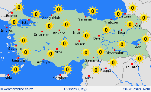 uv index Turkey Europe Forecast maps