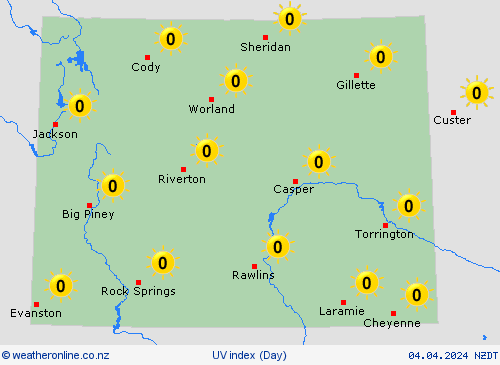 uv index Wyoming North America Forecast maps