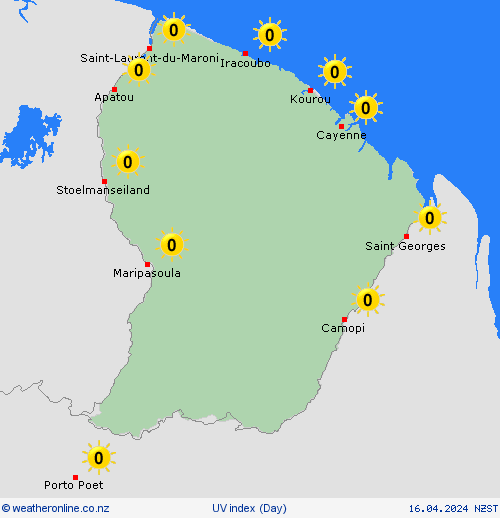 uv index French Guiana South America Forecast maps