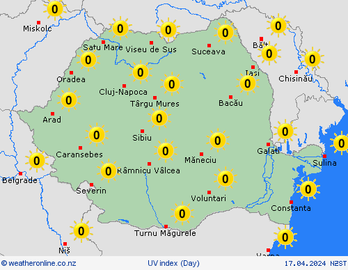 uv index Romania Europe Forecast maps