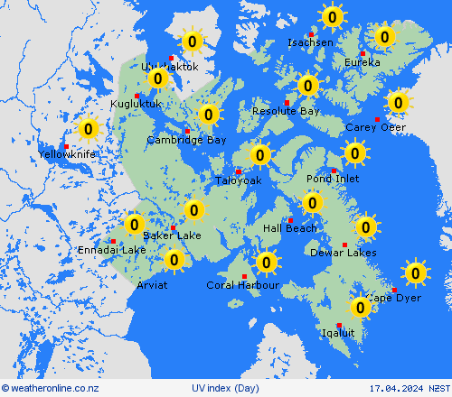 uv index Nunavut North America Forecast maps