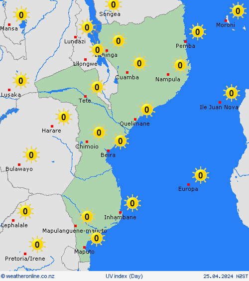 uv index Mozambique Africa Forecast maps