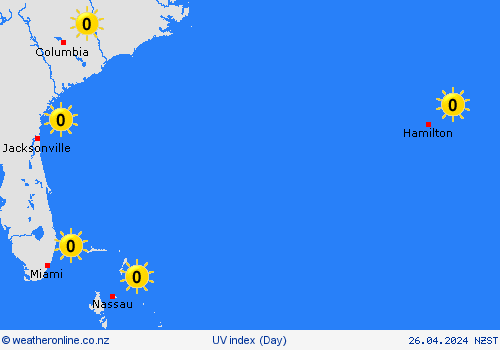 uv index Bermuda Central America Forecast maps