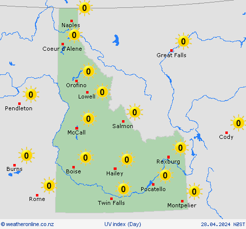 uv index Idaho North America Forecast maps