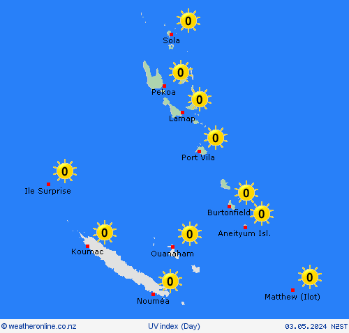 uv index Vanuatu Pacific Forecast maps