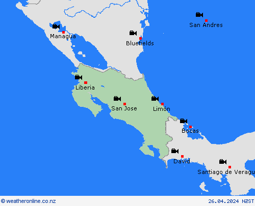 webcam Costa Rica Central America Forecast maps