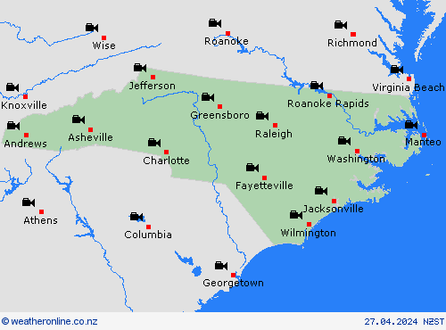 webcam North Carolina North America Forecast maps