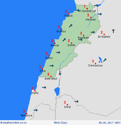 wind Lebanon Asia Forecast maps