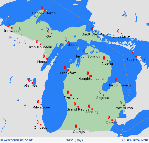 wind Michigan North America Forecast maps