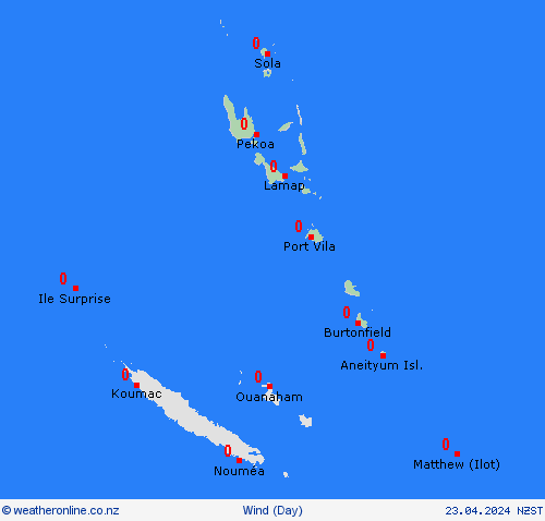 wind Vanuatu Pacific Forecast maps