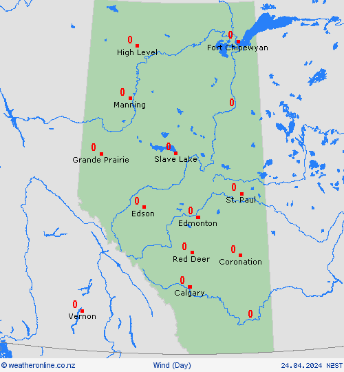 wind Alberta North America Forecast maps