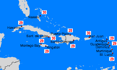 Water temperatures - Puerto Rico - Mo Apr 29