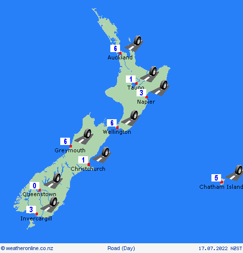 road conditions  New Zealand Forecast maps