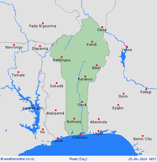 road conditions Benin Africa Forecast maps