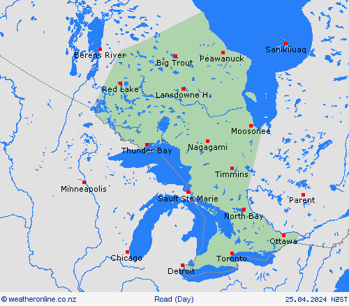 road conditions Ontario North America Forecast maps