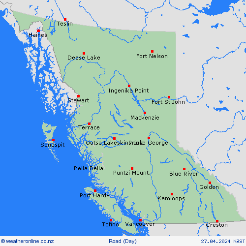 road conditions British Columbia North America Forecast maps