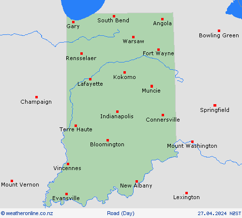 road conditions Indiana North America Forecast maps