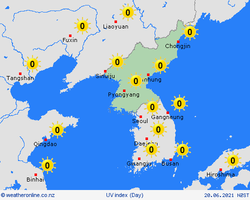 uv index North Korea Asia Forecast maps