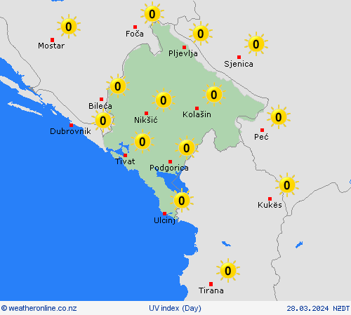 uv index Montenegro Europe Forecast maps