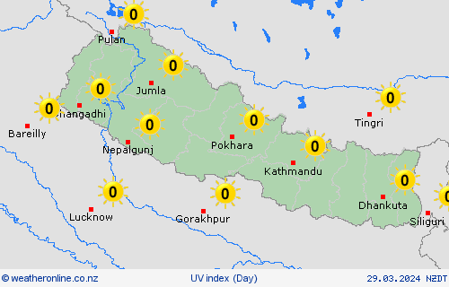 uv index Nepal Asia Forecast maps
