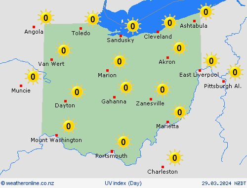 uv index Ohio North America Forecast maps