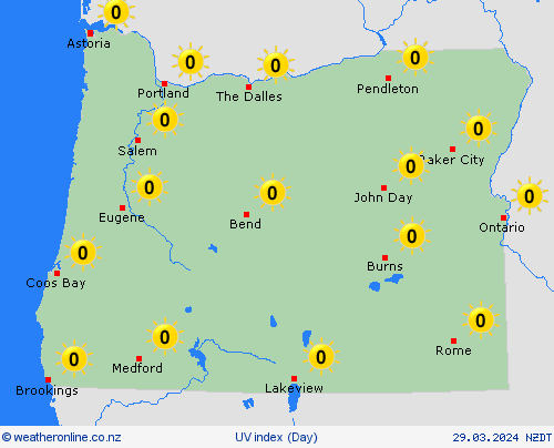 uv index Oregon North America Forecast maps