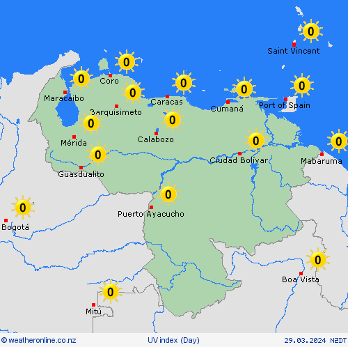 uv index Venezuela South America Forecast maps