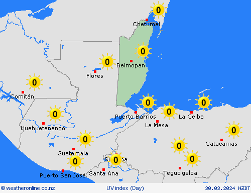 uv index Belize Central America Forecast maps