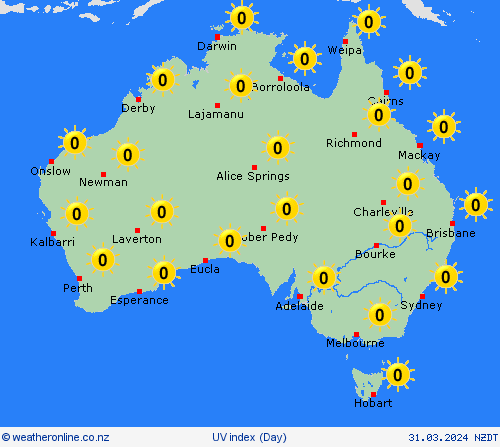 uv index Australia Pacific Forecast maps