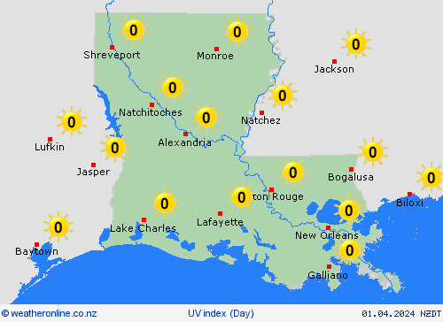 uv index Louisiana North America Forecast maps