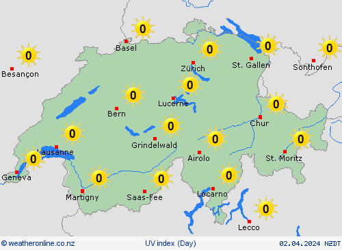 uv index Switzerland Europe Forecast maps