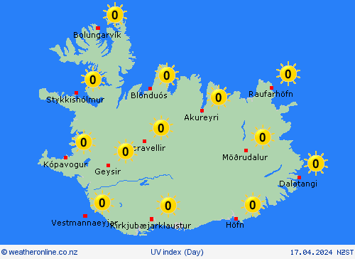 uv index Iceland Europe Forecast maps