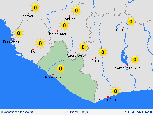 uv index Liberia Africa Forecast maps