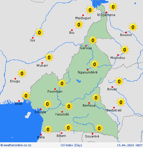 uv index Cameroon Africa Forecast maps