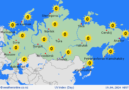 uv index Russian Feder. Europe Forecast maps