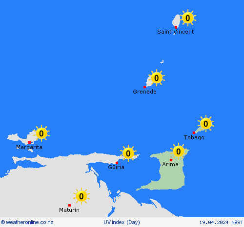 uv index Trinidad and Tobago South America Forecast maps