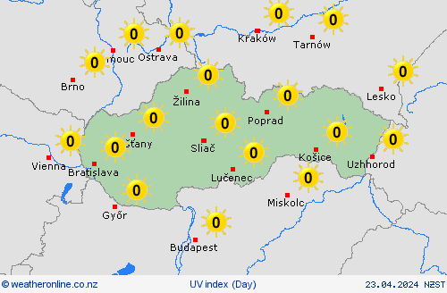 uv index Slovakia Europe Forecast maps