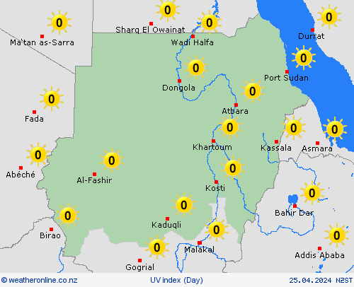 uv index Sudan Africa Forecast maps