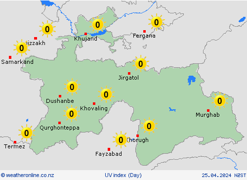 uv index Tajikistan Asia Forecast maps