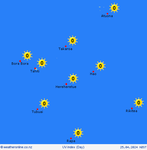 uv index French Polynesia Pacific Forecast maps